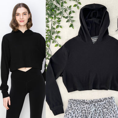 Mika Crop Hooded Pullover - Black