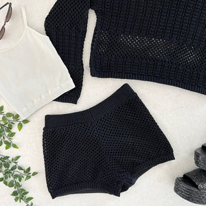 Elodie Crochet Sweater - Black