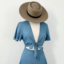 Chambray Tie Front Dress - Blue