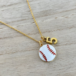 Personalized Baseball Necklace - Gold