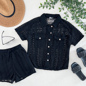 Elyse Crochet Shirt - Black