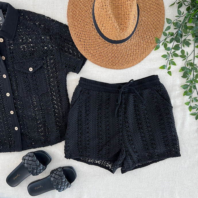 Elyse Crochet Shorts - Black