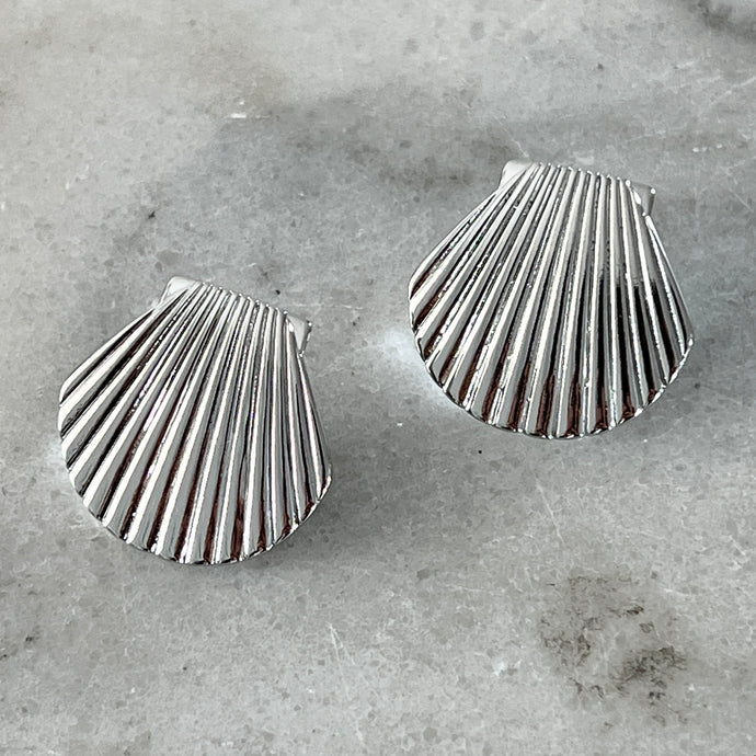 Shell Stud Earrings - Silver