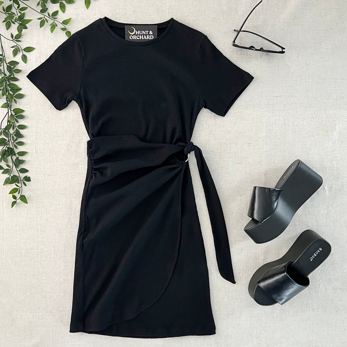 Nola Wrapover Dress - Black
