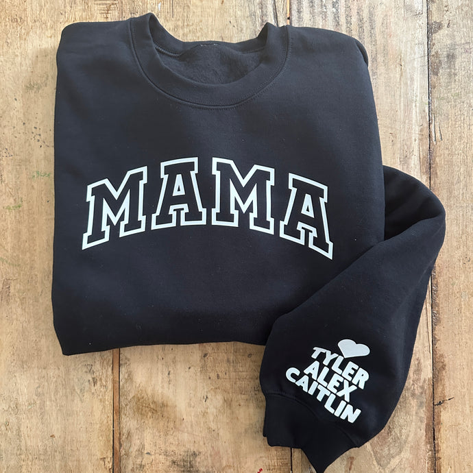 Personalized Varsity Mama Pullover - Black