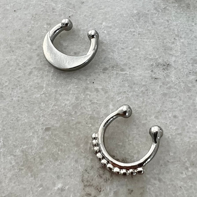 Faux Nose/Septum Ring Set - Silver