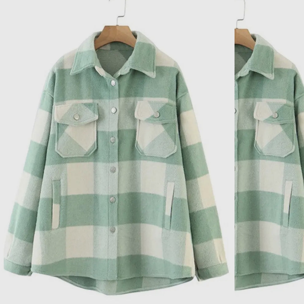 Garden State Plaid Shacket - Mint