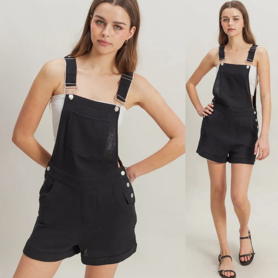 Asbury Short Overalls - Black