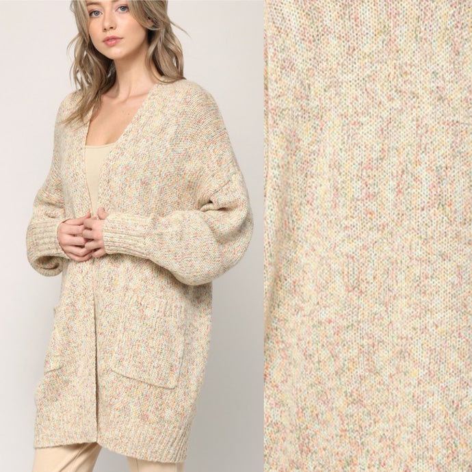 Confetti Long Open Cardigan - Ivory