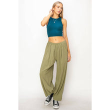 Mid Rise Wide Leg Pants - Moss