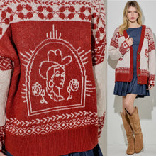 Nashville Cardigan Sweater - Red/Ivory