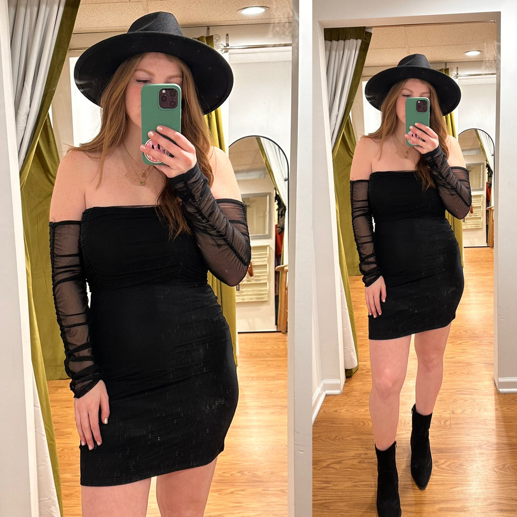 Sabrina Off The Shoulder Dress - Black