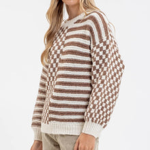 Winding Way Checkerboard Sweater - Beige