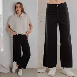 Ultimate Soft Stretch Wide Leg Flood Jeans - Black