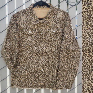 Heartbreaker Oversized Jean Jacket - Leopard