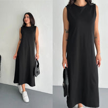 Maxi Shift Cotton Dress - Black