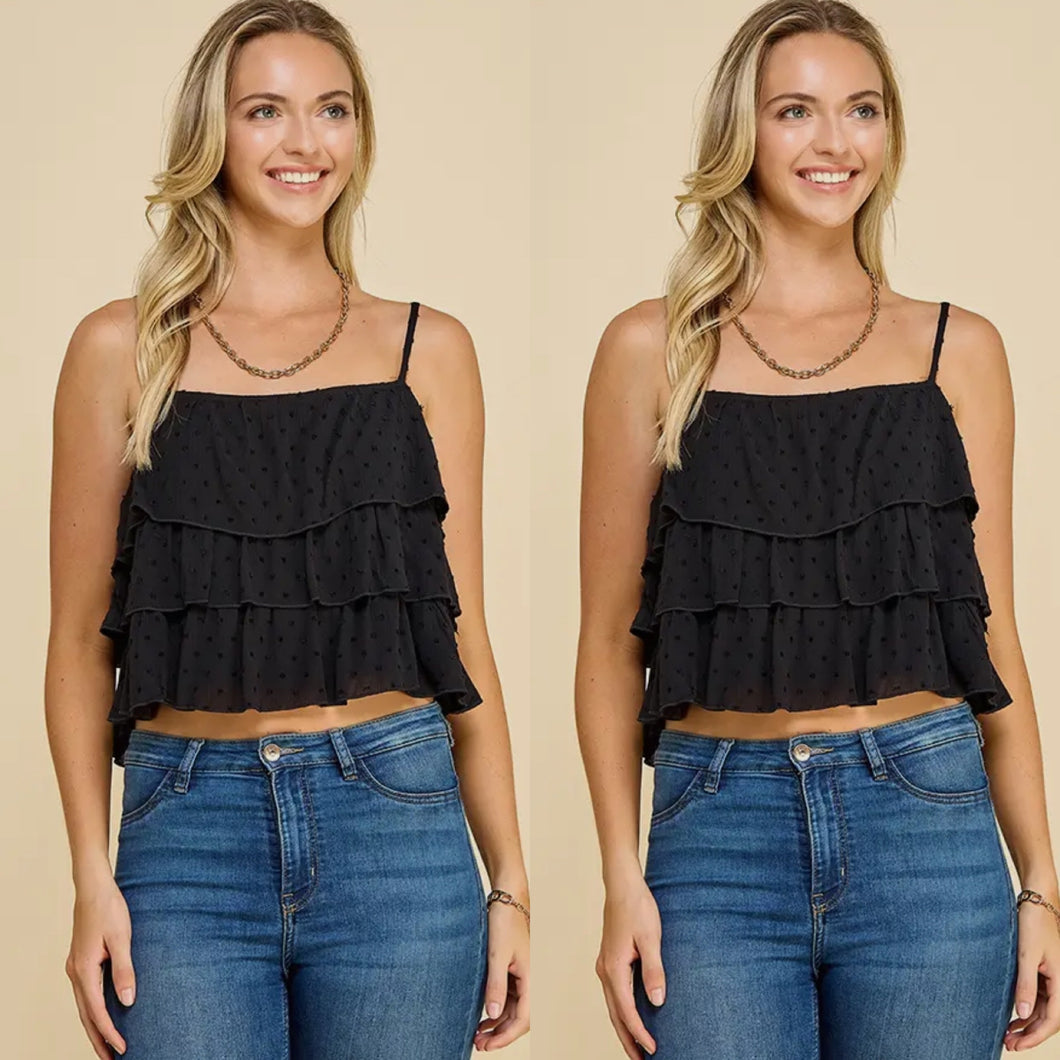 Duchess Tiered  Top - Black