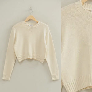 Classic Crop Sweater - Cream