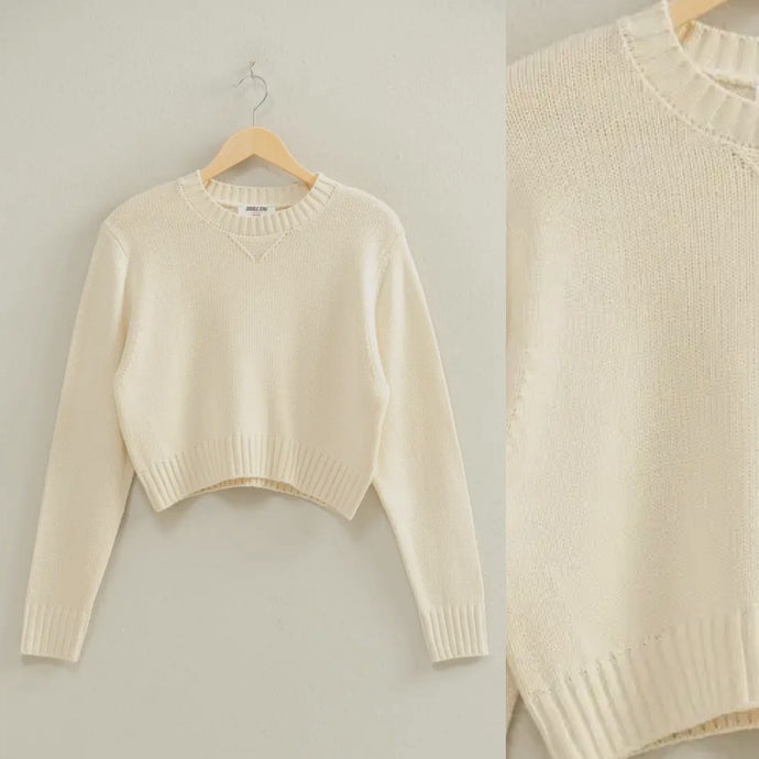Classic Crop Sweater - Cream