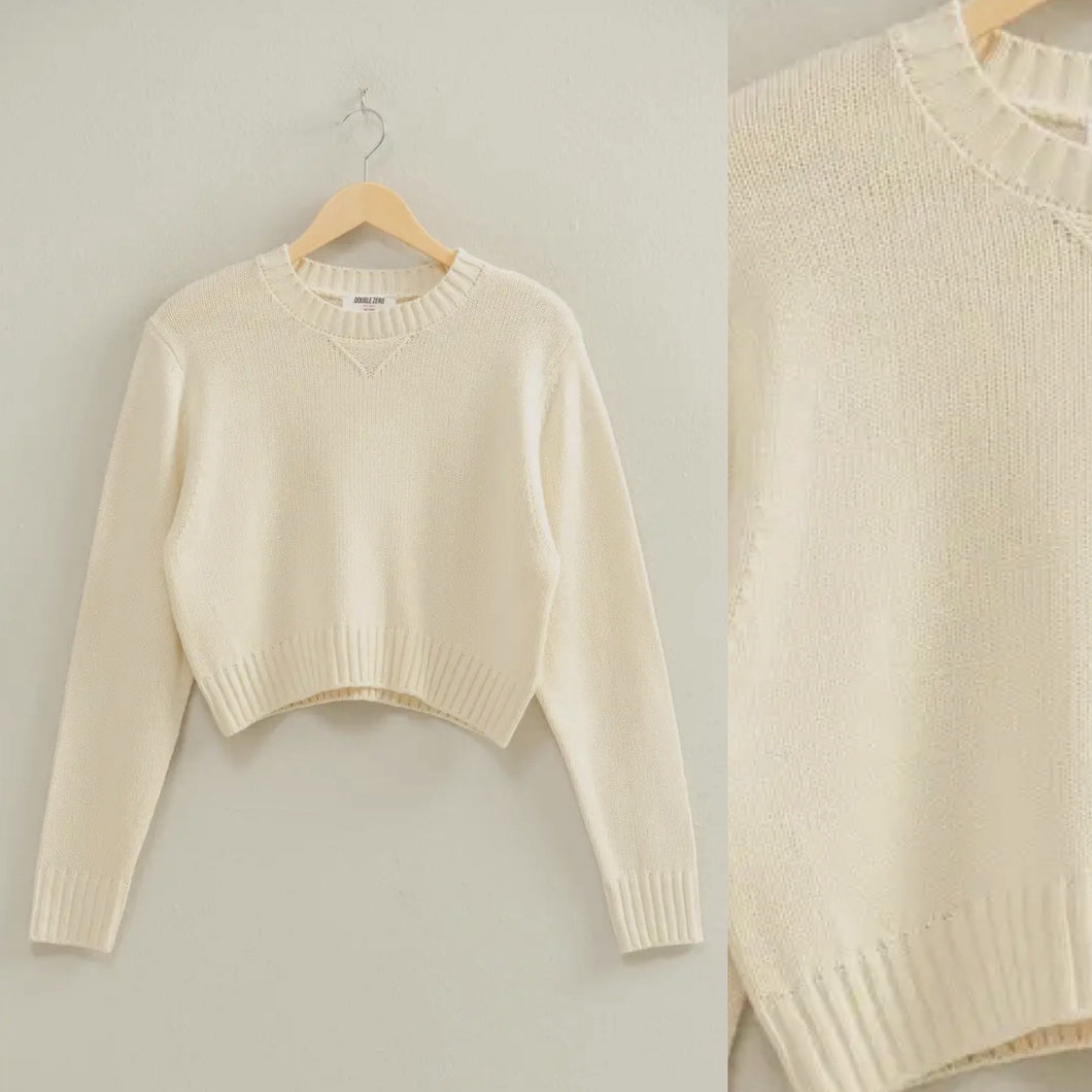 Classic Crop Sweater - Cream
