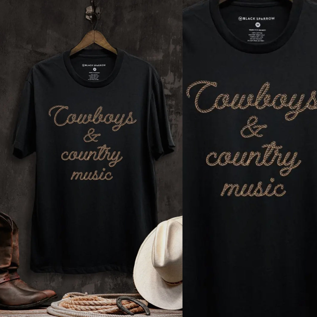 Cowboys & Country Music Tee - Soft Black