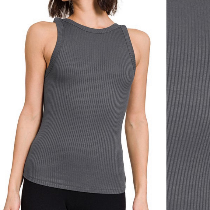 It Girl Ribbed Tank - Vintage Black