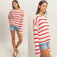 Newport Stripe Top - Red/Ivory
