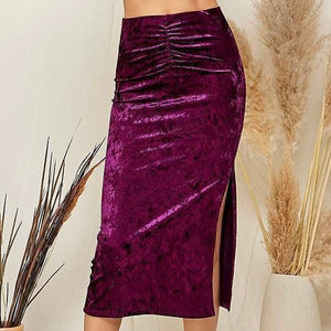 Spell On You Crushed Velvet Midi Skirt - Violet