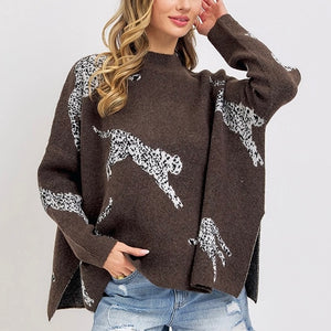 Snow Leopard Sweater - Cocoa