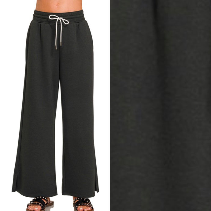 Wide Leg Sweatpants - Black