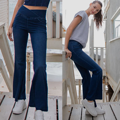 Ultimate Soft Stretch Pull Up Bell Bottom Jean - Dark Denim