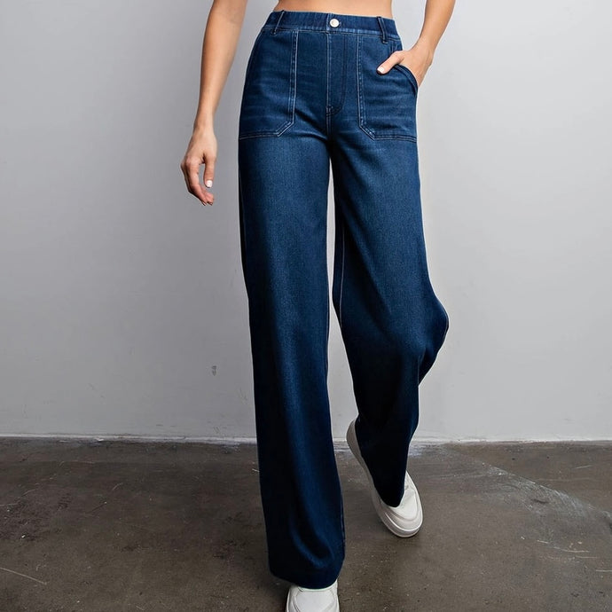 Ultimate Soft Stretch Wide Leg Jeans - Dark Wash