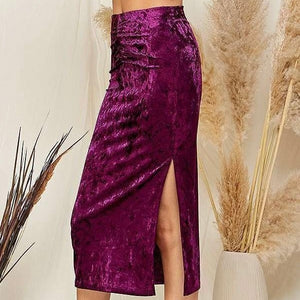 Spell On You Crushed Velvet Midi Skirt - Violet