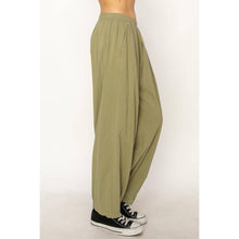 Mid Rise Wide Leg Pants - Moss