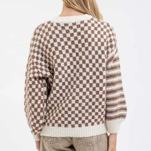 Winding Way Checkerboard Sweater - Beige