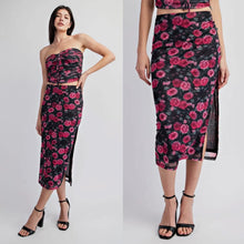 Drew Stretch Midi Skirt - Roses