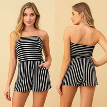 Delaney Striped Romper - Black/White