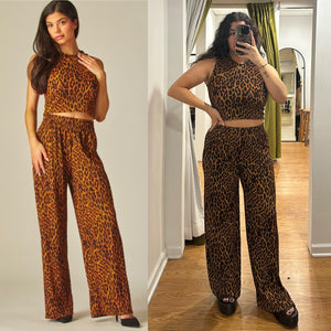 Kelly Wide Leg Pants - Leopard