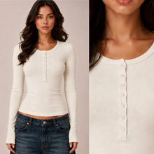 Henley Crew Long Sleeve Top - Oatmeal
