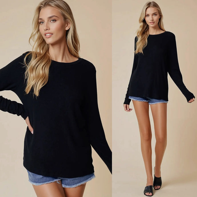Ultra Soft Fine Rib Long Sleeve - Black