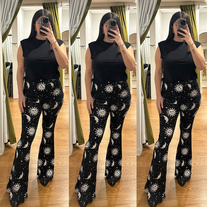 Backstage Bell Bottoms - Sun & Moon Black