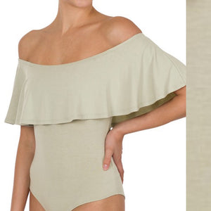 Off the Shoulder Bodysuit - Sage