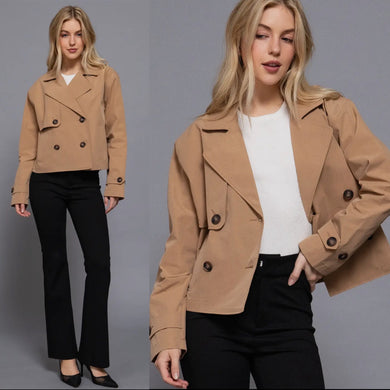Park Ave Cropped Trench- Khaki
