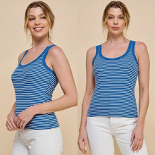Stripe Lace Trim Top - Blue