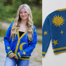 Moon & Stars Tarot Cardigan Sweater - Blue