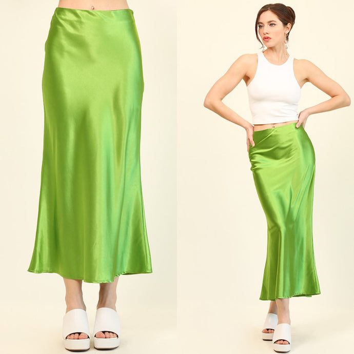 Hanging On The Telephone Midi Skirt - Electric Green