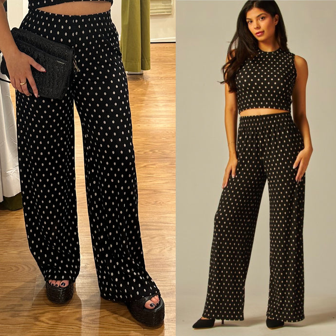 Kelly Wide Leg Pants - Polka Dot