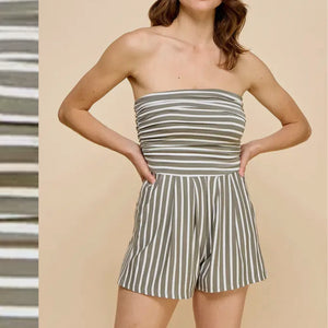 Bridgehampton Romper - Olive/Ivory
