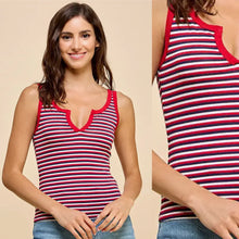 Notch Stripe Tank - Red/White/Navy