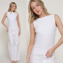 Summer Petite Ribbed Tank - White